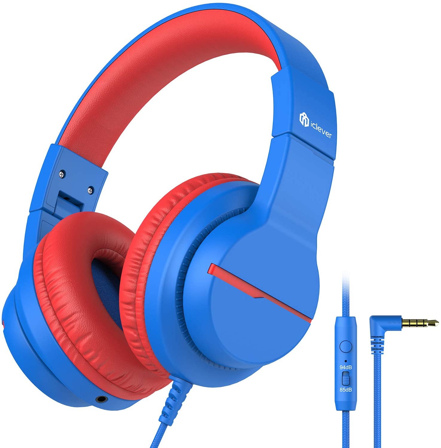 iClever HS19 Kids Headphones with Microphone for School, Volume Limiter 85/94dB, Over-Ear Girls Boys Headphones for Kids with Shareport, Foldable Wired Headphones for iPad/Fire Tablet/Travel.